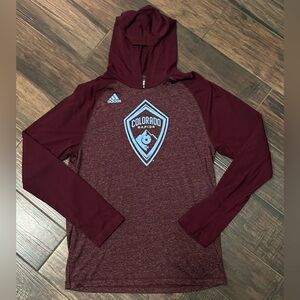 Colorado Rapids adidas Performance Long Sleeve Hooded climalite T-Shirt Sz M